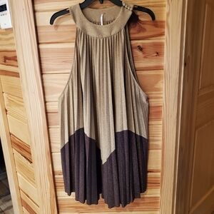 Free People Women's Gold Brown Metallic Mini Dress SZ Small